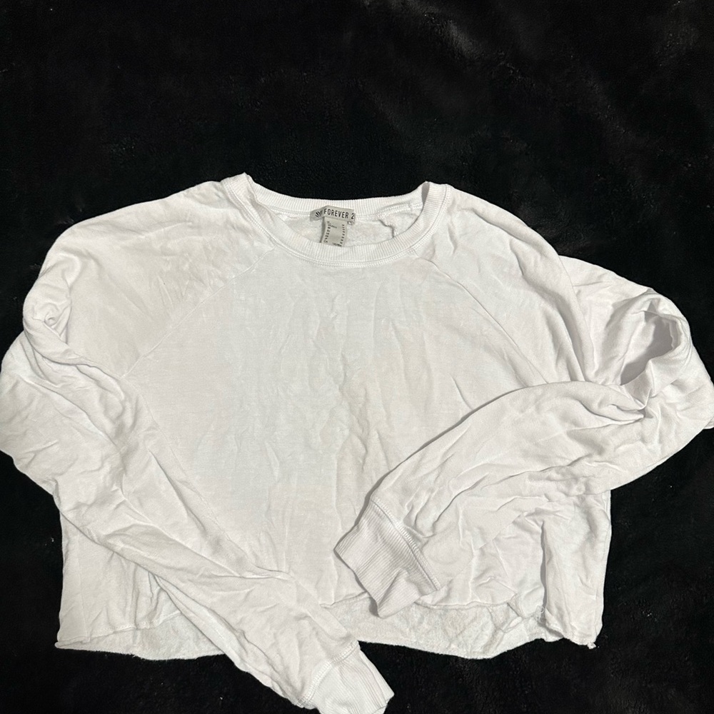 forever 21 white long sleeve crop top